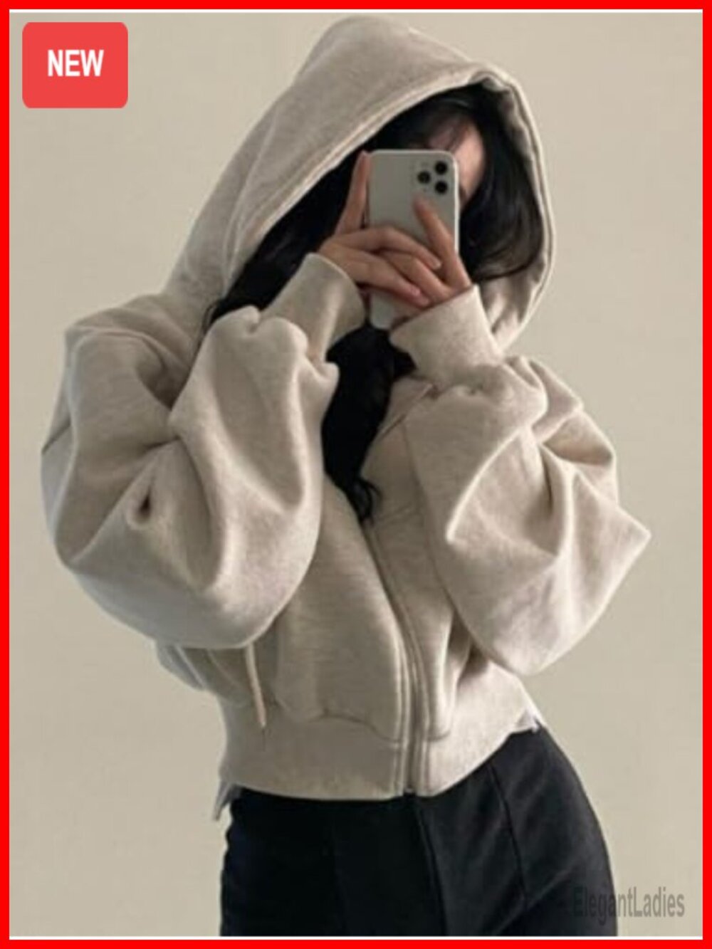Women's Cropped Zip Up Hoodie Slim Fit Fleece Jacket with Pocket